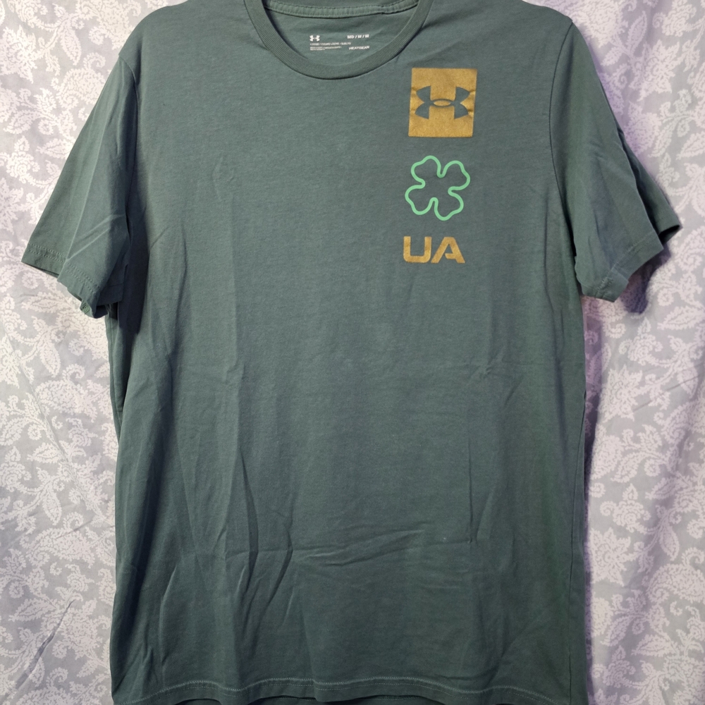 Under Armour Men's Green Tee with Clover Luck Graphic Medium